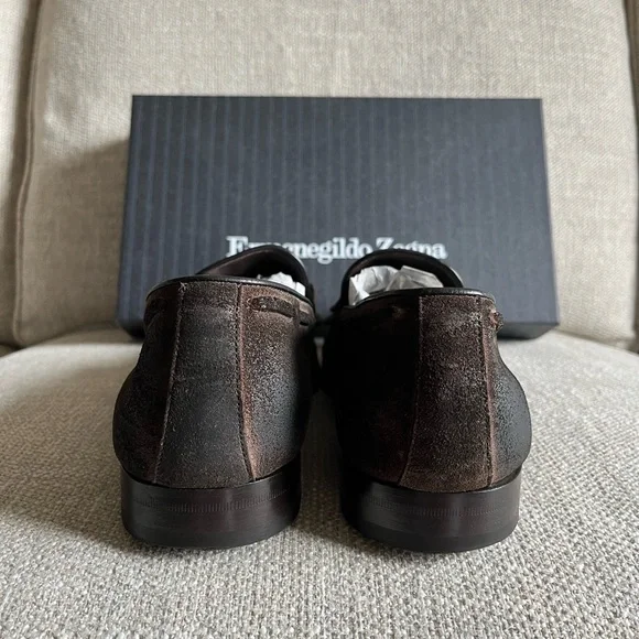 Ermenegildo Zegna brown loafers suede sz10